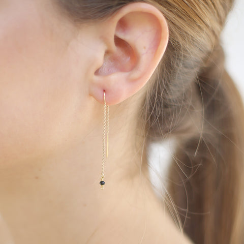 Black gemstone dangle earrings