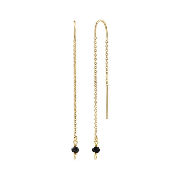Black gemstone dangle earrings