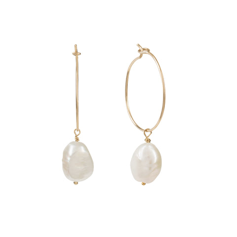 Baroque pearl hoop earrings