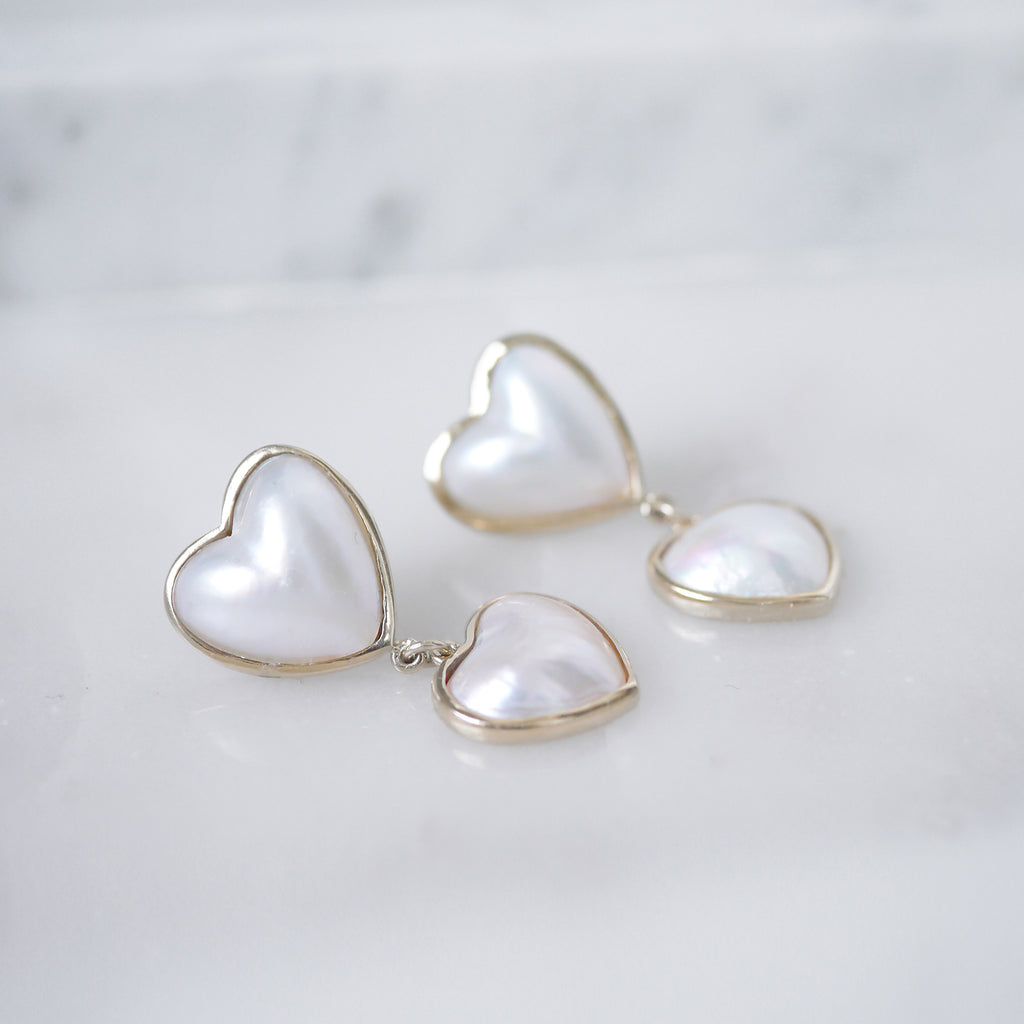 Mabe Heart pearl and gold earrings