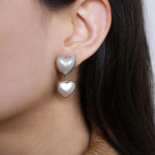 Mabe Heart pearl and gold earrings