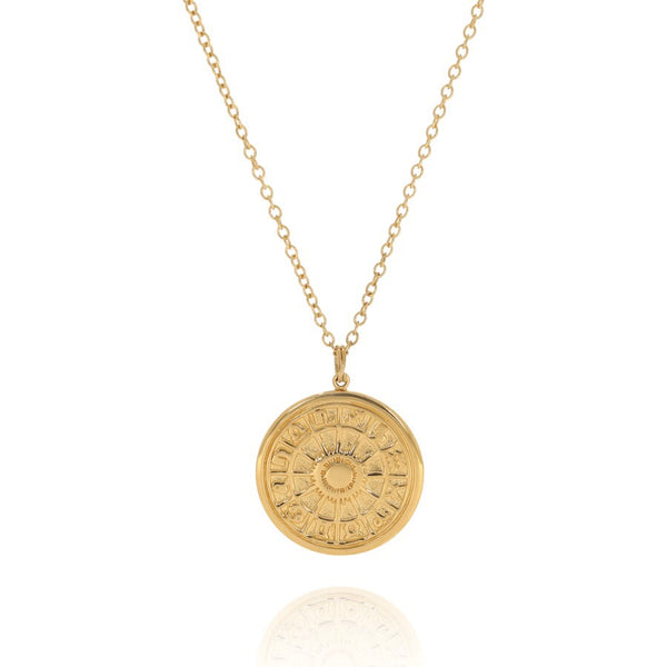 Zodiac wheel medallion gold
