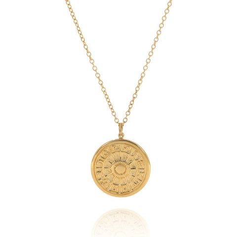 Zodiac wheel medallion gold