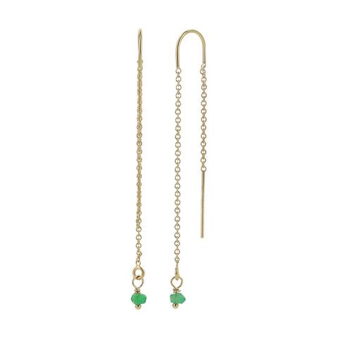Green gemstone dangle earrings