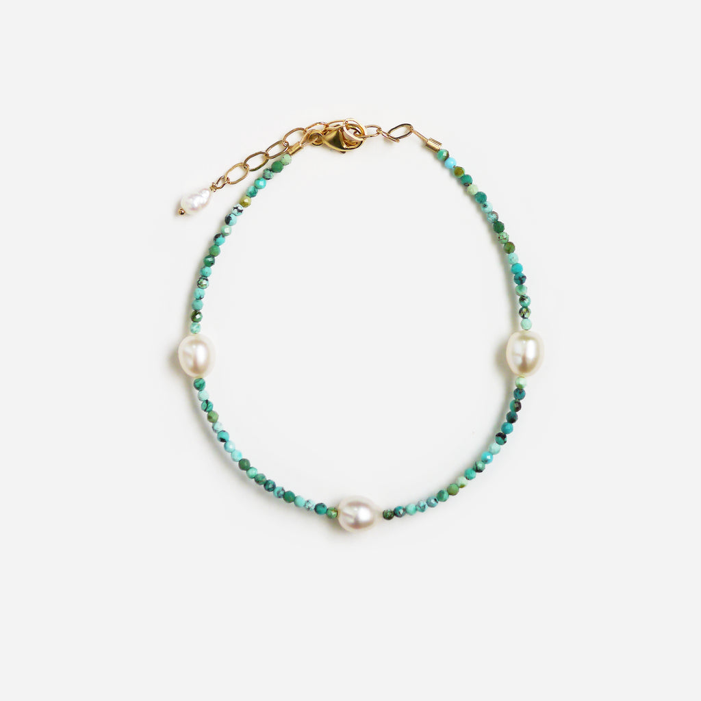 Turquoise & Pearl Bracelet or Anklet